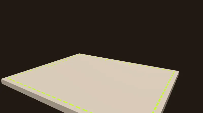 Stage 01, Footprint: The room starts as a floor plate, with the walls marked out where they will rise.